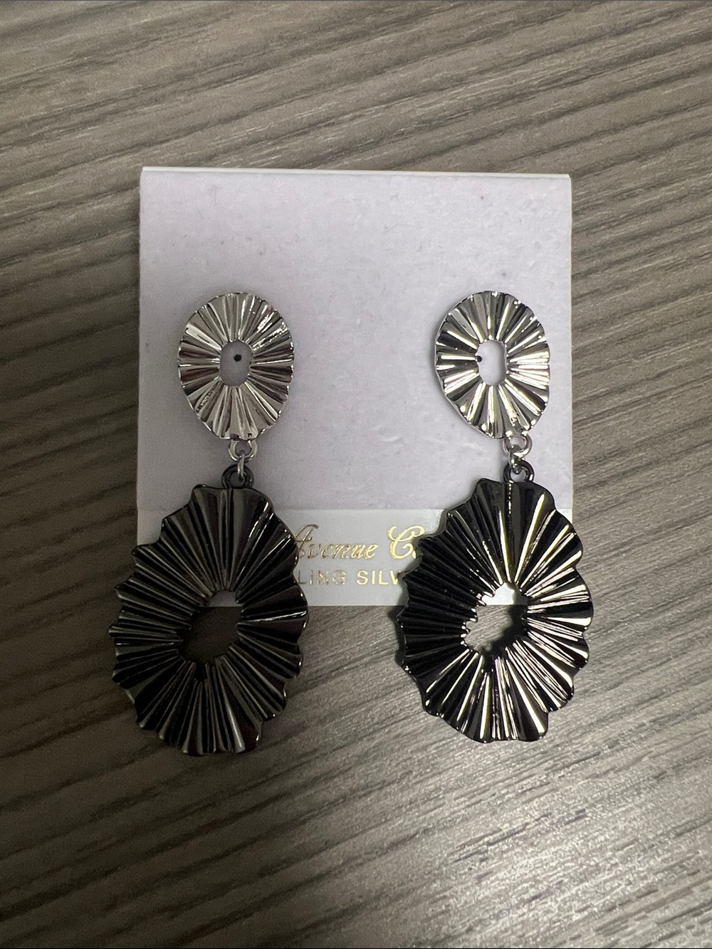Sculpted Silver and Black Textured Drop Earrings